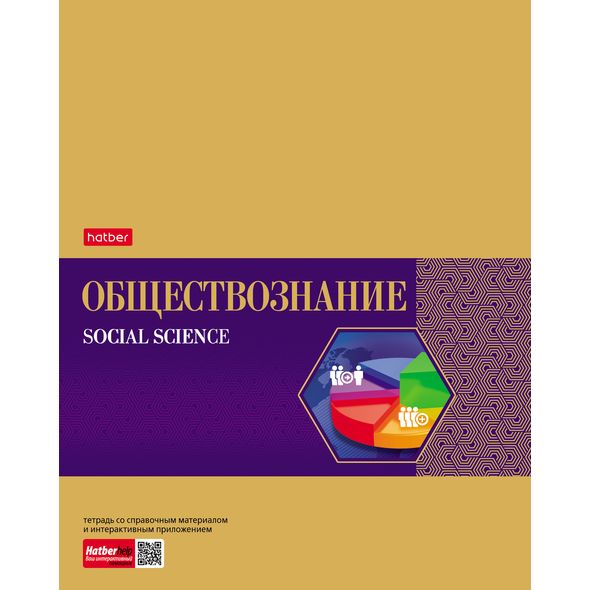 Тетрадь предметная 48л А5ф С интерактивн.справочн.инф. клетка на скобе Обложка мел.картон фольгирование скругл.углы -Gold Style- ОБЩЕСТВОЗНАНИЕ , 